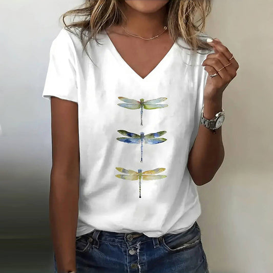 Daria / Casualny T-shirt z nadrukiem ważki